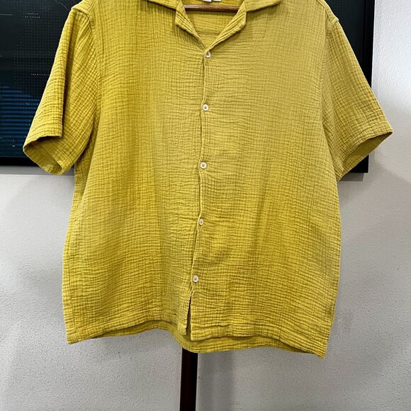 Common Market - SS Camp Collar Cotton Gauze Shirt Large - Yellow - Picture 5 of 7
